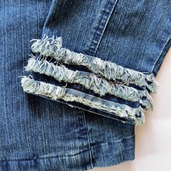 Ruby Rd Petite Blazer Denim Jacket Women's Size 8P  3/4 Sleeves Fringe Trim Blue - Picture 5 of 10